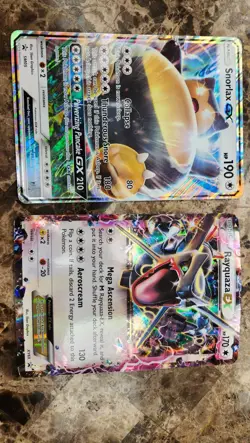 2 Pokemon Jumbo Oversized Promo Cards Snorlax GX SM05 and Rayquaza EX XY69 - Image 1