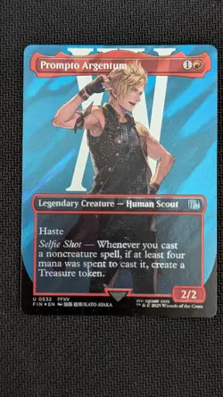 Prompto Argentum, Borderless, Surge Foil, MTG, Final Fantasy, 0532, NM - Image 1