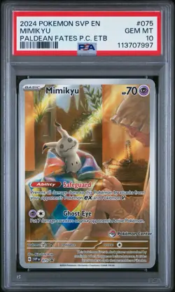 2024 Pokemon SVP EN Mimikyu #075 Promo Paldean Fates Pokemon Center ETB PSA 10 - Image 1