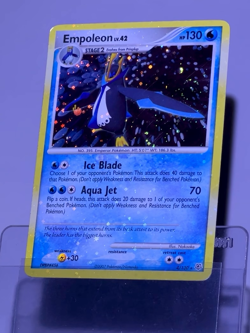 2007 Pokemon EMPOLEON Diamond & Pearl HOLO BLEED Error Card 4/130 Double SWIRL - Image 2