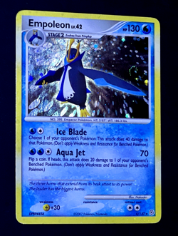 2007 Pokemon EMPOLEON Diamond & Pearl HOLO BLEED Error Card 4/130 Double SWIRL - Image 3