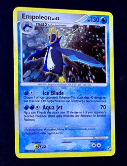 2007 Pokemon EMPOLEON Diamond & Pearl HOLO BLEED Error Card 4/130 Double SWIRL - Image 4