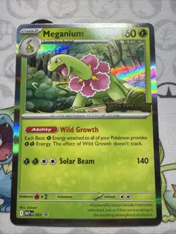 Meganium - MEP 001 Mega Evolutions Stamped Black Star Promo Pokemon TCG NM - Image 1