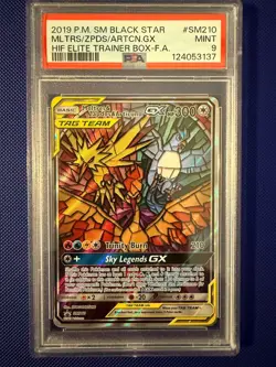 2019 Pokemon Moltres Zapdos Articuno GX #SM210 Hidden Fates ETB Promo PSA 9 MINT - Image 1