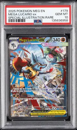 2025 POKEMON MEG EN-MEGA EVOLUTION #179 MEGA LUCARIO EX PSA 10 - Image 1