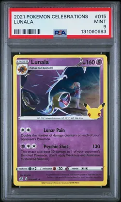 2021 POKEMON CELEBRATIONS #015 LUNALA PSA 9 - Image 1