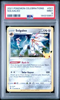 2021 POKEMON CELEBRATIONS #021 SOLGALEO PSA 9 - Image 1