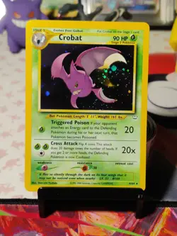 Pokemon Crobat DOUBLE HOLO Error Near Mint NM Double Side Swirl Neo Revelation - Image 1