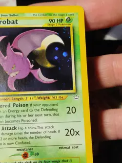 Pokemon Crobat DOUBLE HOLO Error Near Mint NM Double Side Swirl Neo Revelation - Image 4