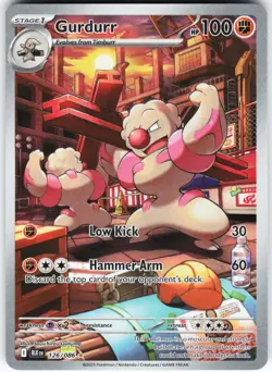 Gurdurr - 126/086 Pokemon SV: Black Bolt Holo Illustration Rare NM - Image 1