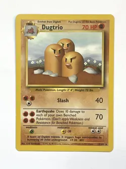 Dugtrio 19/102 Pokemon Base Set Unlimited Rare ￼Card MP Moderately Played - Image 1