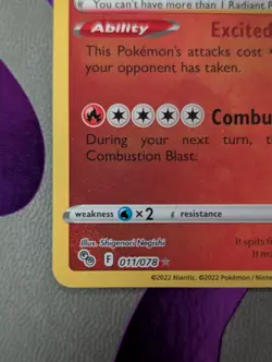 Pokemon Radiant Charizard Card Pokemon GO 011/078 NM Condition - Image 2