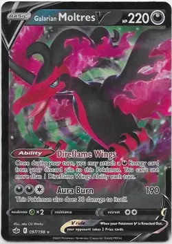 Galarian Moltres V 097/198 Chilling Reign NM Full Art Ultra Rare Pokemon Card - Image 1