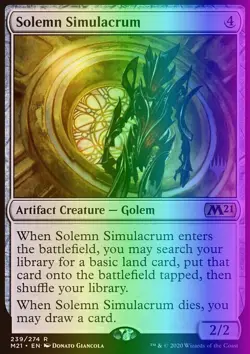 MTG Solemn Simulacrum (239p/142) Core Set 2021 Promos LP FOIL - Image 1