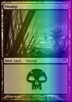MTG Magic the Gathering Swamp (296/317) Champions of Kamigawa LP FOIL - Image 1