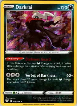 Darkrai 105/189 SWSH03: Darkness Ablaze Pokemon TCG NM Holo - Image 1