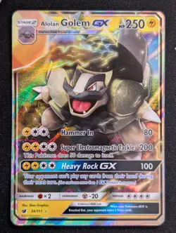 Alolan Golem GX 34/111 SM - Crimson Invasion Pokemon TCG NM - Image 1