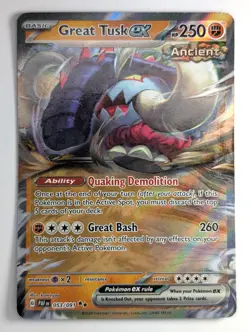 Great Tusk ex 053/091 Paldean Fates Double Rare Pokemon Card NM - Image 1