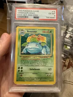 1999 Pokemon Game Venusaur Holo Base Set #15 PSA 6 - Error PSA labelU - Image 1