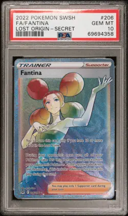 Pokemon Lost Origin Fantina 206/196 Rainbow Hyper Secret Rare Holo Foil PSA 10 - Image 1
