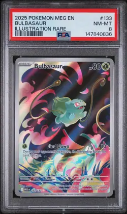 2025 POKEMON MEG EN-MEGA EVOLUTION ILLUSTRATION RARE #133 BULBASAUR PSA 8 - Image 1
