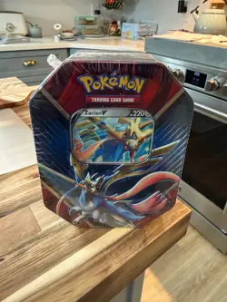 Pokemon TCG Zacian V Legends Of Galar Tin Factory Sealed 4 Packs BRAND NEW - Image 1