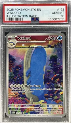 2025 Pokemon Journey Together-EN Illustration Rare ** WAILORD ** 162 💎PSA 10💎 - Image 1
