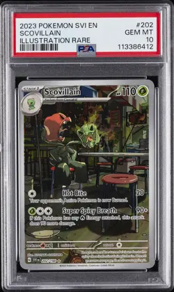2023 POKEMON SVI EN-SCARLET & VIOLET ILLUSTRATION RARE #202 SCOVILLAIN PSA 10 - Image 1