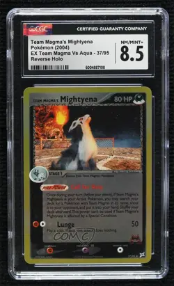 Team Magma's Mightyena Reverse Foil Pokemon EX Magma vs Aqua CGC 8.5 2004 - Image 1