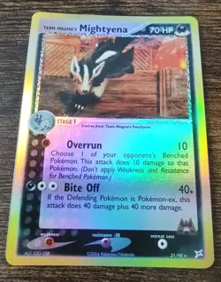 Mightyena 21/95 EX Team Magma Vs Team Aqua Reverse Holo Pokemon MINT - Image 1