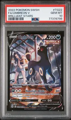 2022 POKEMON SWORD & SHIELD BRILLIANT STARS #TG22 FULL ART/UMBREON V PSA 10 - Image 1