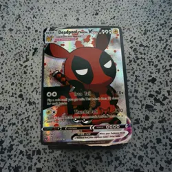 Pokemon TCG Deadpool as Pikachu VCOS Cosplay Custom Full Art Holographic Card - Image 1