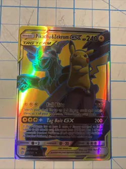 Custom Pikachu & Zekrom GX Fun Fan Art Pokemon Card 162/181 - Image 1