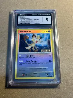 Pokemon Meowth Stamped Reverse Holo 106/146 Platinum Burger King Card CGC 9 Mint - Image 1