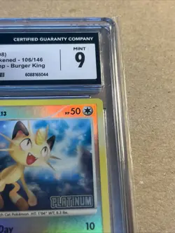 Pokemon Meowth Stamped Reverse Holo 106/146 Platinum Burger King Card CGC 9 Mint - Image 4