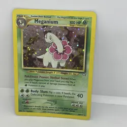 Meganium 10/111 Neo Genesis Holo Rare Vintage WOTC Pokemon Card MP - Image 1