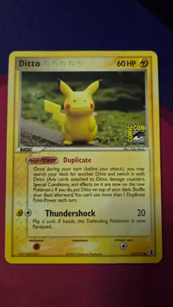 Ditto (Pikachu) 63/113 EX Delta Species San Diego Comic Con Promo card DAMAGED - Image 1