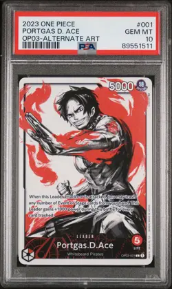 2023 ONE PIECE OP03-PILLARS OF STRENGTH ALTERNATE ART #001 PORTGAS D. ACE PSA 10 - Image 1