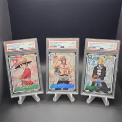 2025 One Piece Japanese OP13 Monkey D Luffy, Ace, Sabo SEC Alternate Art PSA 10 - Image 1