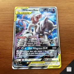 Mewtwo & Mew GX SM191 Sun & Moon Tag Team Up Pokemon Brazilian Card LP+/NM - Image 1