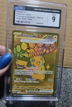Pokemon Pikachu EX 179/131 Prismatic Evolutions Gold Hyper Rare - Cgc 9 - Image 3