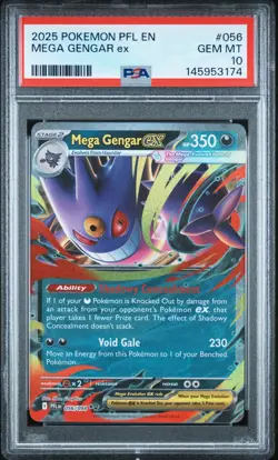 2025 POKEMON PFL EN-PHANTASMAL FLAMES #056 MEGA GENGAR EX PSA 10 (FREE S&H) - Image 1