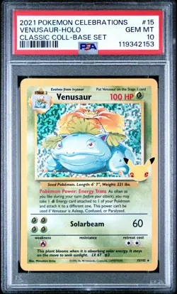 Pokemon TCG: 2021 Celebrations Venusaur Base Set Holo Celebrations PSA 10 - Image 1