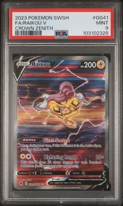 2023 Pokemon SWSH Crown Zenith Raikou V Galarian Gallery #GG41/GG70 PSA 9 MINT. - Image 1