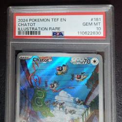 2024 POKEMON TEMPORAL FORCES EN 181 PSA 10 GEM MINT CHATOT ILLUSTRATION RARE. - Image 5