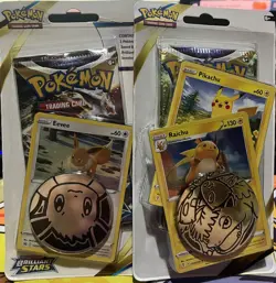 Pokemon TCG brilliant Stars Eevee, Pikachu & Raichu Checkout Lane Blister 2 Pack - Image 1