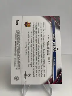 Lamine Yamal Topps 2023-24 Rookie #64 FC Barcelona UEFA Champions League - Image 2