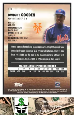 2023 Stadium Club #117 Dwight Gooden - New York Mets - Image 2