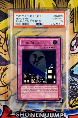 Yu-Gi-Oh! HERO SIGNAL 1st Ed Lost Millennium TLM-EN049 PSA 10 Ultimate Rare GEM - Image 1