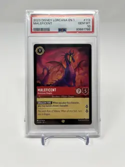2023 Disney Lorcana Maleficent Monstrous Dragon 113/204 Non-Foil PSA 10 - Image 1